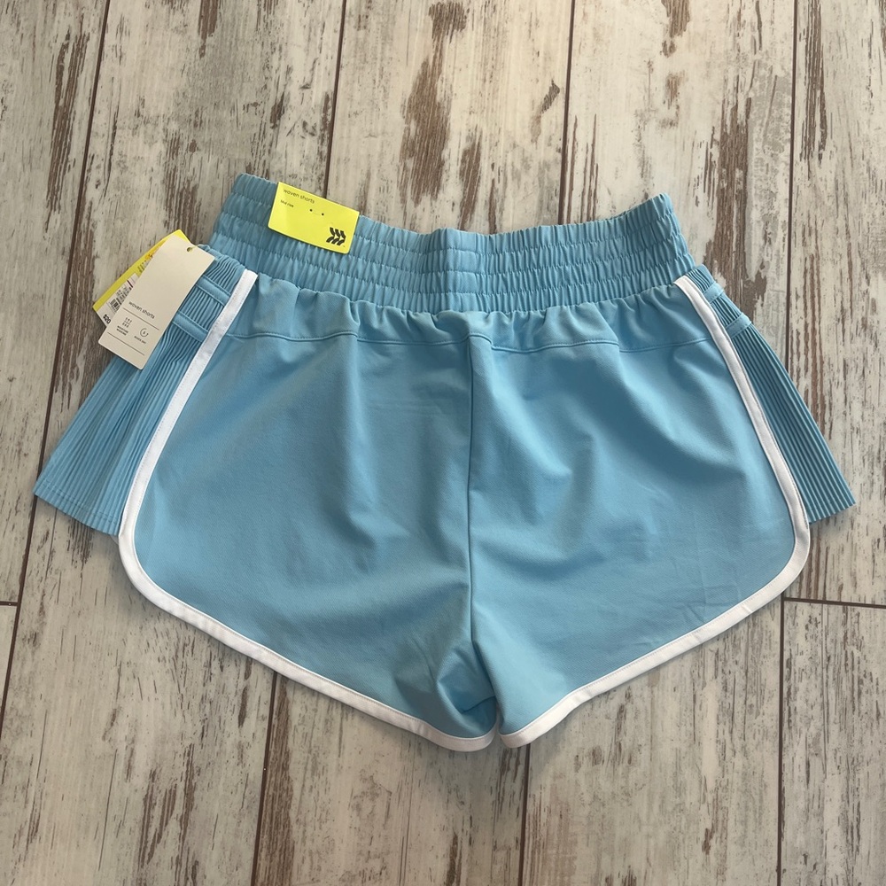 All in Motion Mid Rise Dolphin Running Shorts Light Blue White Trim Women’s M - Picture 8 of 15